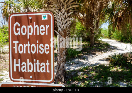 Fort ft. Myers Beach Florida,Golfe du Mexique,signe,logo,gopher tortue habitat,nature,en voie de disparition,protégé,visiteurs voyage visite touristique touri Banque D'Images