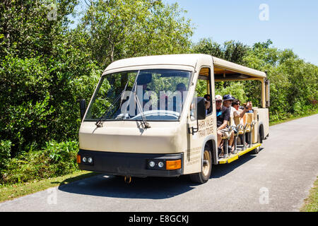 Florida Tamiami Trail, Parc national des Everglades, Shark Valley Loop Road, visites en tramway, passagers passagers passagers rider moders, visite touristique Banque D'Images