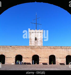 Espagne, Catalogne, Barcelone, vue sur château de Montjuic Banque D'Images