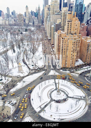 Vue aérienne de Columbus Circle, Manhattan, New York, États-Unis Banque D'Images