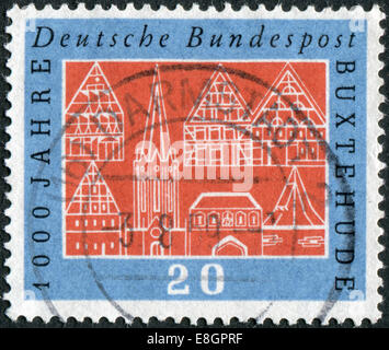 Allemagne - circa 1959 : timbre-poste imprimé en Allemagne, dédié aux Objectifs du Millénaire de la ville de Buxtehude, circa 1959 Banque D'Images