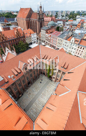 Vue aérienne de la vieille ville de Torun, en Pologne. Banque D'Images