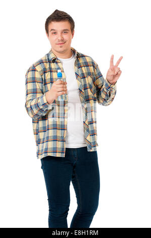 Homme avec une bouteille d'eau Banque D'Images