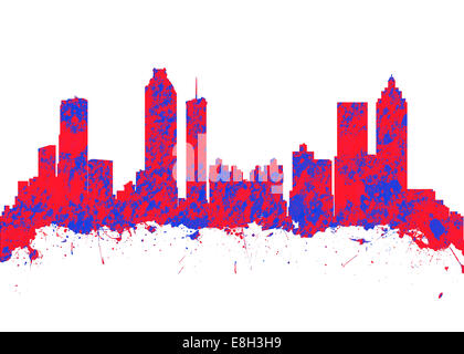 Aquarelle art print de la skyline d'Atlanta en Géorgie AUX ETATS UNIS Banque D'Images
