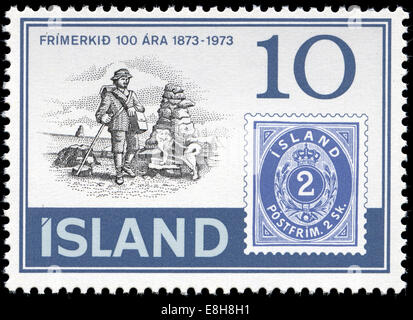 Timbre cachet de l'Islande, à l'Islande 100 ans série de timbres émis en 1973 Banque D'Images