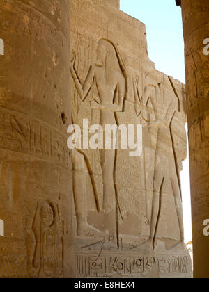 Egypte, Louxor, Ramesseum, temple funéraire de Ramsès II, bas-reliefs Banque D'Images