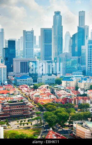 Vue aérienne de Chinatown et le centre-ville de Singapour Banque D'Images