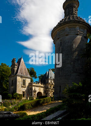 Château d'Usson près de Pons en Charente-Maritime au sud ouest de la France construit 1536 et maintenant un parc à thème appelé Le Château des Enigmes Banque D'Images