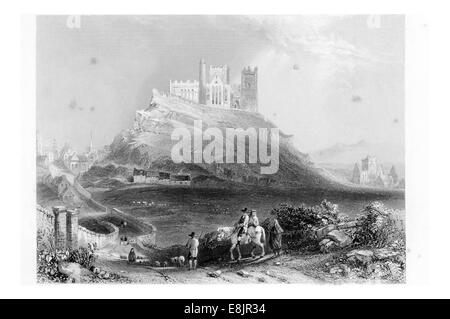 Approche de Rock of Cashel de North County Tipperary, Ireland Galway circa 1841 Banque D'Images