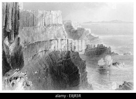 Pleaskin Causway géants falaise et le comté d'Antrim en Irlande du Nord, vers 1860 Banque D'Images