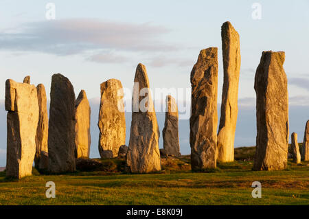 Callanish JE Stone Circle et de l'avenue de l'île de Lewis dans les Hébrides extérieures, en Écosse. Banque D'Images