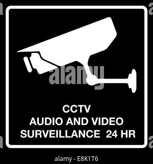 Surveillance audio et vidéo en circuit fermé 24 heures, signer, vector Banque D'Images