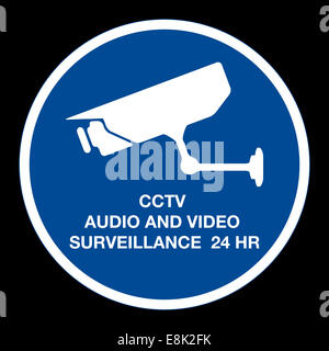 Surveillance audio et vidéo en circuit fermé 24 heures, signer, vector Banque D'Images