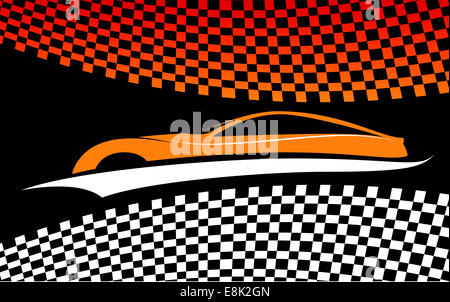 Voiture rouge-orange, symbole vecteur vector Banque D'Images