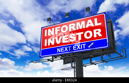 Les investisseurs informels Inscription sur Red Billboard. Banque D'Images