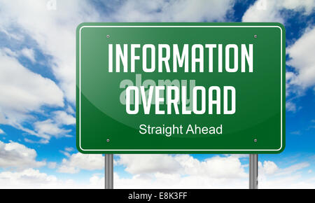 La surcharge d'informations sur Panneau routier. Banque D'Images