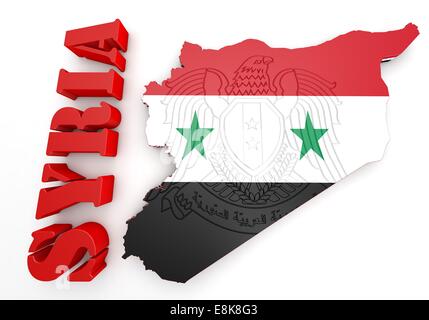 Site illustration de la Syrie avec la carte et d'armoiries Banque D'Images