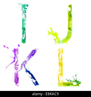 Splash de peinture aux couleurs vives lettres alphabet I,J,K,L - Stock Illustration Banque D'Images