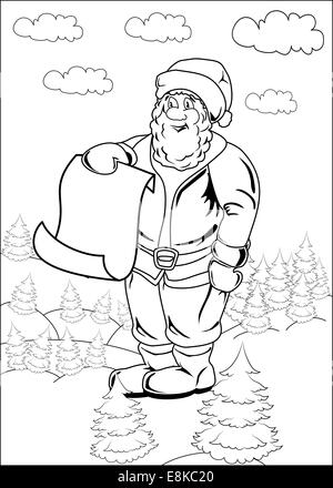 Cartoon Santa Claus Liste Vide Page Banque D'Images