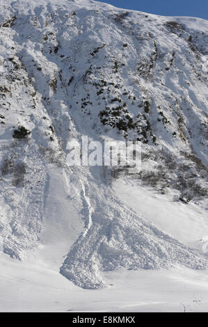 Avalanche à la Haute Route alpine de la Silvretta, Paznauntal, Galtür, Tirol, Autriche Banque D'Images