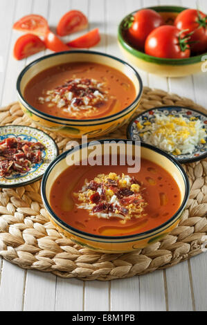 Salmorejo. Soupe de tomate glacée de Cordoue, Espagne Banque D'Images