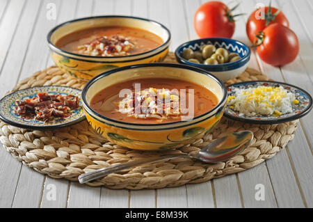 Salmorejo. Soupe de tomate glacée de Cordoue, Espagne Banque D'Images