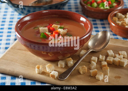 Gazpacho. Réfrigérées et de tomates soupe aux légumes. L'Espagne. L'alimentation. Banque D'Images