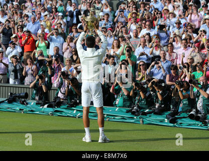 Novak Djokovic (SRB),champion de Wimbledon 2014,Londres,Angleterre Banque D'Images