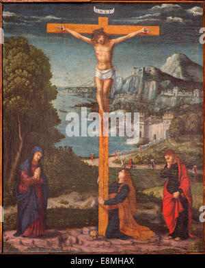 Padoue, Italie - 10 septembre 2014 : Peinture de la scène de la Crucifixion dans l'église Chiesa di San Gaetano Banque D'Images