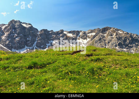Vue d'été de Costabella ridge de San Nicolo' pass, Trentin, Italie Banque D'Images