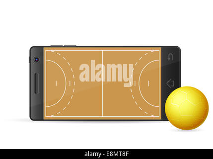 Smart phone handball sur un fond blanc. Vector illustration. Banque D'Images