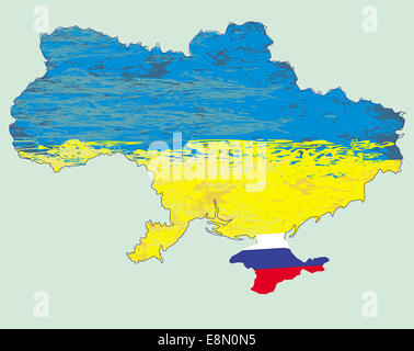 Carte vectorielle de l'Ukraine , la Russie en Crimée Banque D'Images