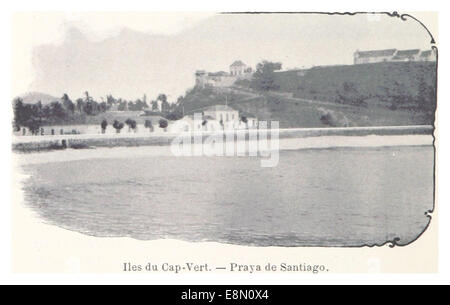 Une illustration représentant Praya de Santiago, située dans les îles du Cap-Vert, avec un accent sur le paysage côtier et le cadre local de la région au XIXe siècle. Banque D'Images