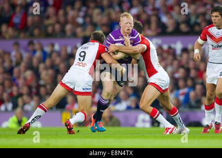 Manchester, UK. Oct 11, 2014. La grande finale de la ligue de rugby. Wigan Warriors contre St Helens. St Helens hooker James Roby. Credit : Action Plus Sport/Alamy Live News Banque D'Images