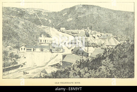 Cette illustration vintage de 1879 représente la mine Old Telegraph, en se concentrant sur son aménagement, ses opérations et son contexte géographique dans la région minière. Banque D'Images