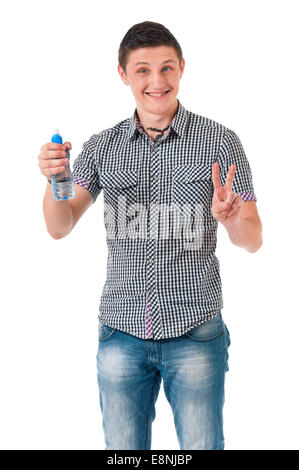 Homme avec une bouteille d'eau Banque D'Images