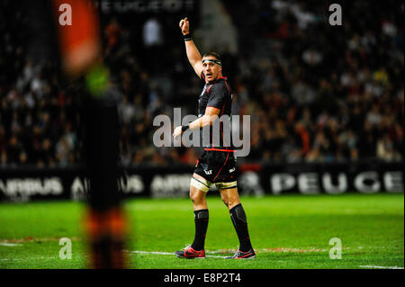 Toulouse, France. 12 octobre, 2014. Top14 Rugby Union, Toulouse, par rapport à Toulon. Imanol Harinordoquy (st) : Action de Crédit Plus Sport Images/Alamy Live News Banque D'Images