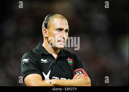 Toulouse, France. 12 octobre, 2014. Top14 Rugby Union, Toulouse, par rapport à Toulon. Pierre Mignoni (ECR) : Action de Crédit Plus Sport Images/Alamy Live News Banque D'Images