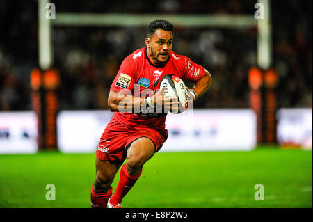 Toulouse, France. 12 octobre, 2014. Top14 Rugby Union, Toulouse, par rapport à Toulon. Rudi Wulf (ECR) : Action de Crédit Plus Sport Images/Alamy Live News Banque D'Images