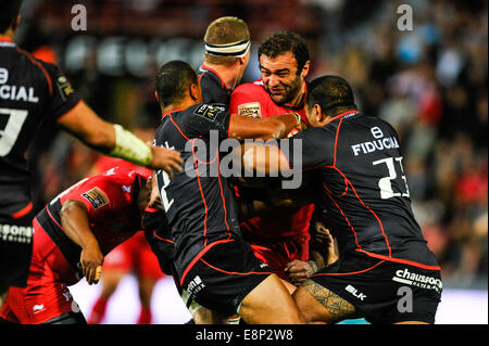 Toulouse, France. 12 octobre, 2014. Top14 Rugby Union, Toulouse, par rapport à Toulon. Mamuka Gorgodze (ECR) : Action de Crédit Plus Sport Images/Alamy Live News Banque D'Images