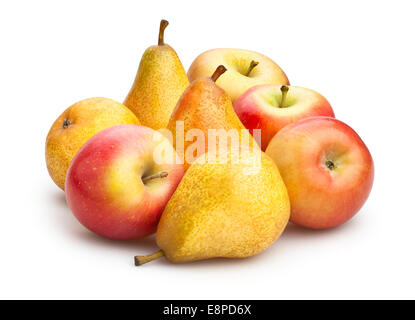 Pomme et poire isolé Banque D'Images