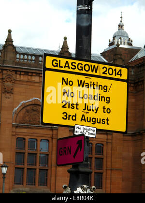 Jeux du Commonwealth de Glasgow restrictions de stationnement sign Banque D'Images