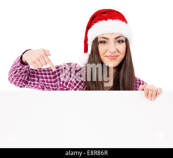 Girl in Santa hat Banque D'Images