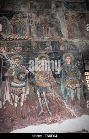 Buste dans les ruines de la Cour princière (curtea palace) à Targoviste, la résidence de Vlad Tepes, Roumanie, montagnes des Carpates. Banque D'Images