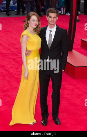 La première mondiale de "The Amazing Spider-Man 2", tenue à l'Odeon Leicester Square - Arrivées avec : Andrew Garfield, Emma Stone Où : London, Royaume-Uni Quand : 10 Avr 2014 Banque D'Images