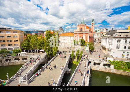 Preseren square, Ljubljana, capitale de la Slovénie. Banque D'Images