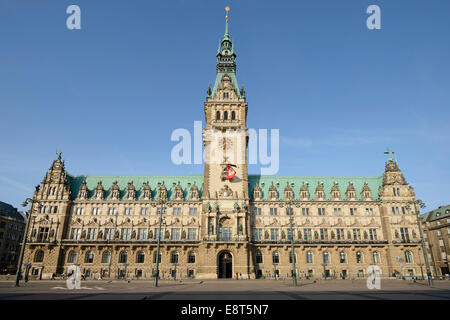 Rathausmarkt place de l'hôtel de ville et Hôtel de ville de Hambourg, Hambourg, Allemagne Banque D'Images