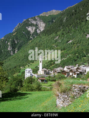 Le paysage urbain de Soglio, Val Bregaglia, Bergell, Grisons, Suisse Banque D'Images