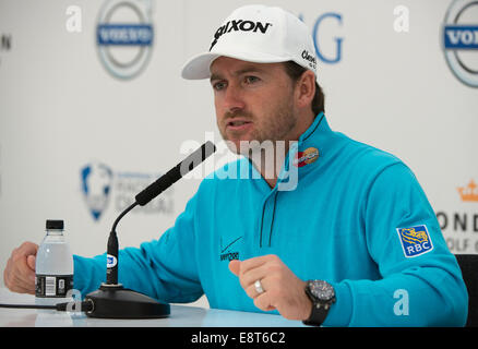 La London Golf Club, Ash, au Royaume-Uni. 14Th Oct, 2014. La Volvo World Match Play Golf Championship. Champion Graeme McDowell (NIR) au matin, conférence de presse. Credit : Action Plus Sport/Alamy Live News Banque D'Images