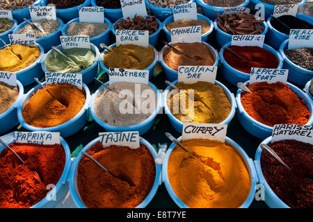 Épices, marché, bazar, Djerba, Tunisie Banque D'Images